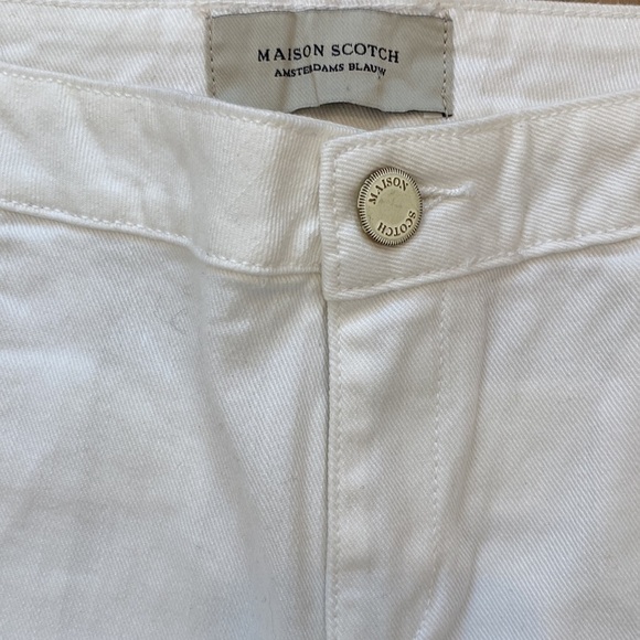 NWT Madison Scotch By Scotch and Soda White Denim Jeans leather side detail - Picture 3 of 9